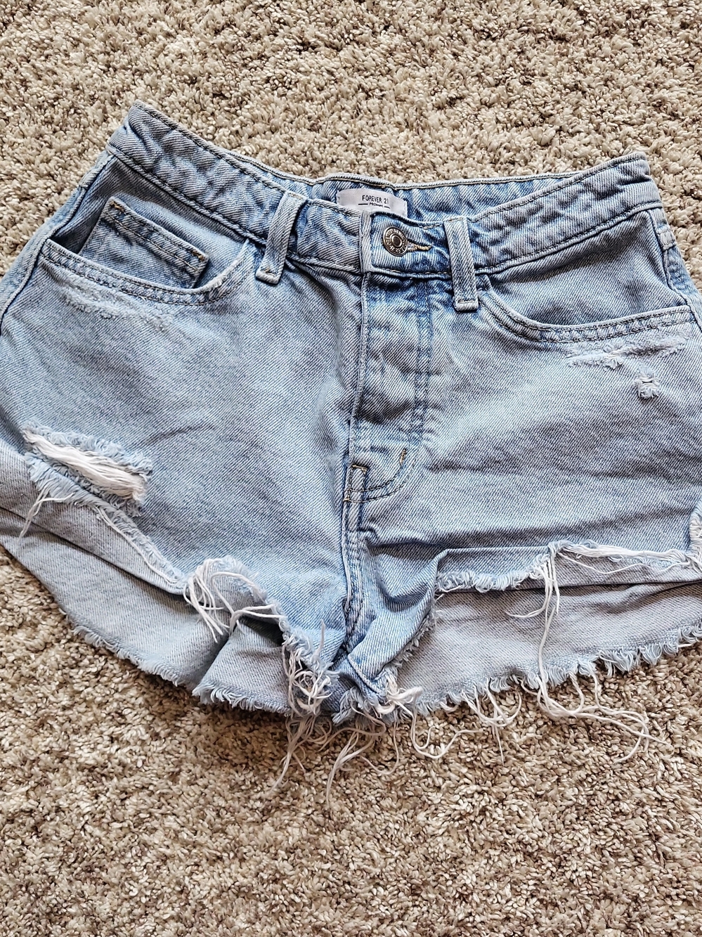 Forever 21 Premium Denim 24 Distressed Cutoff Jean Shorts Raw Frayed Y2K